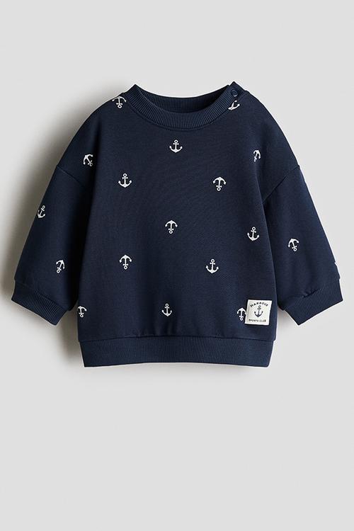 Printed sweatshirt - navy blue/anchors