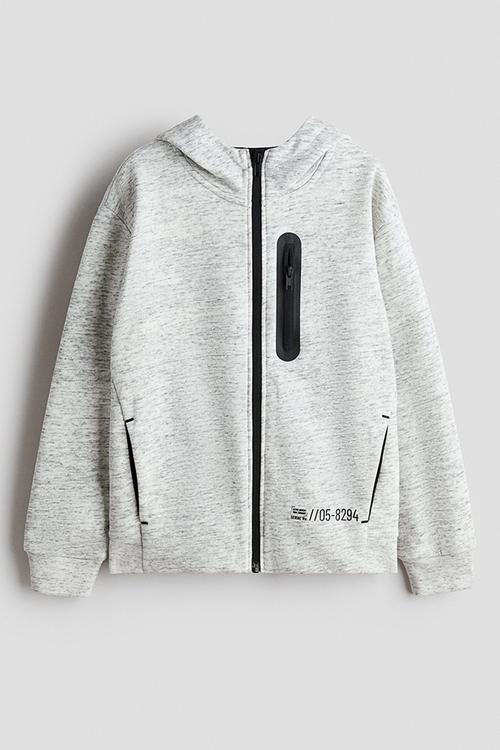Zip-through hoodie - light grey marl