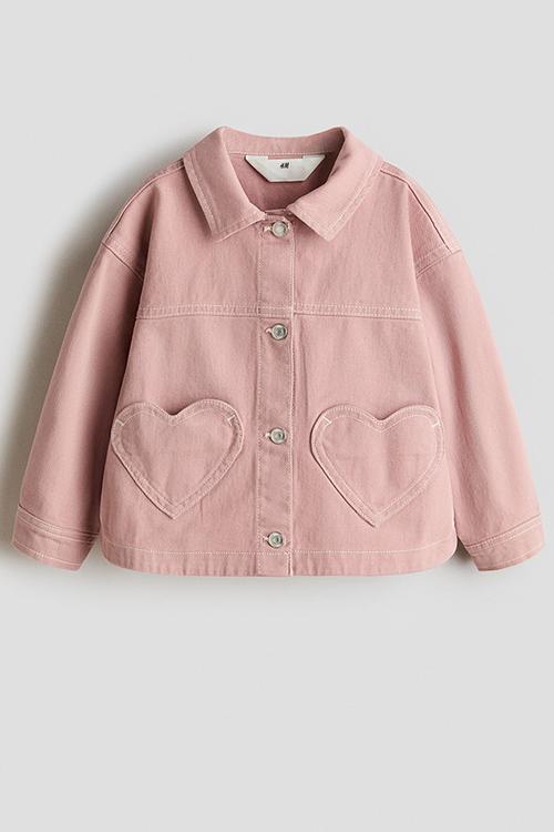 Heart-pocket twill jacket - light pink