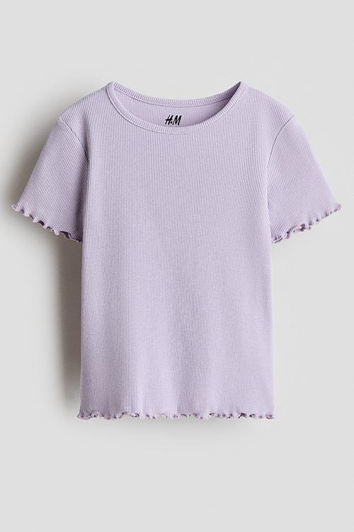 Overlocked ribbed t-shirt - light purple