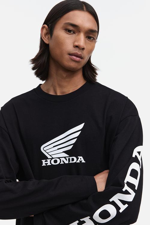 Oversized fit printed top - black/honda