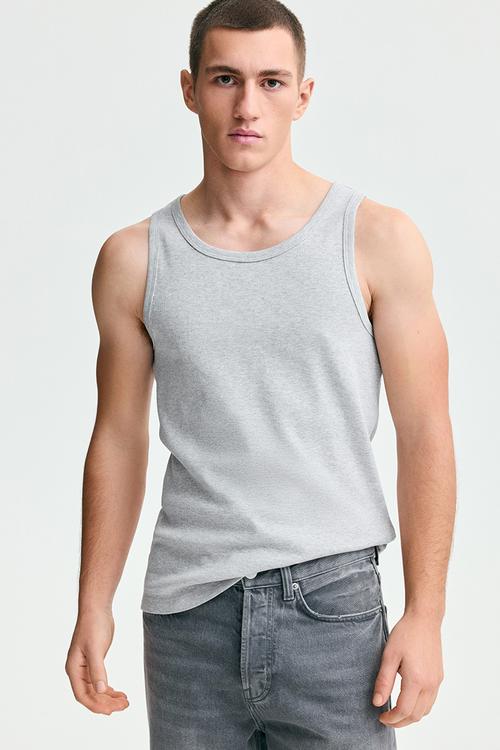 Slim fit ribbed vest top - light grey marl