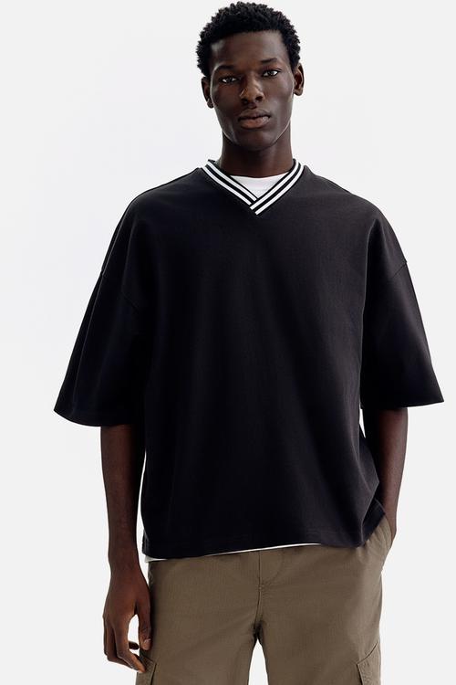 Oversized fit cotton t-shirt - black