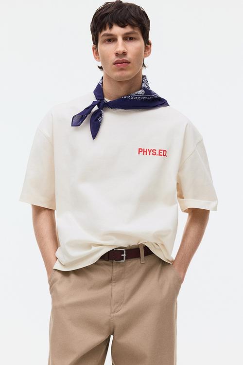 Oversized fit printed t-shirt - cream/phys.ed