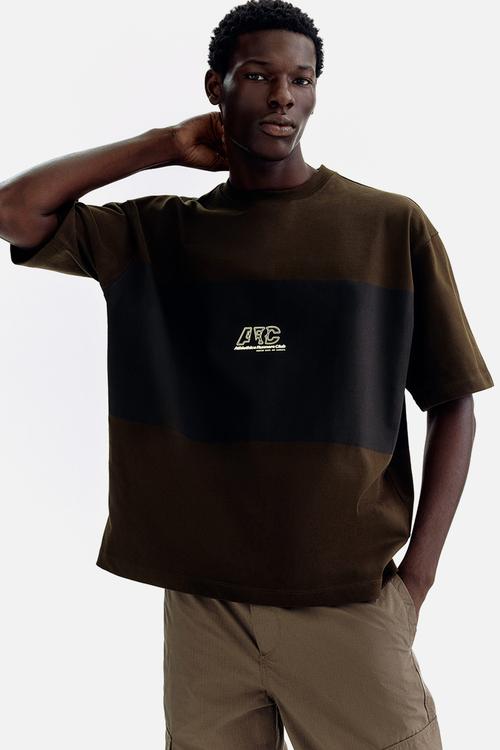 Oversized fit printed t-shirt - dark brown/runners club