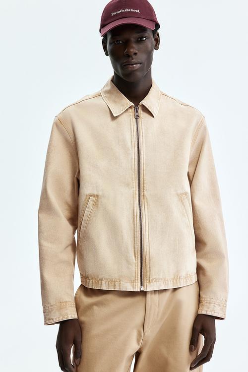 Collared cotton jacket - beige