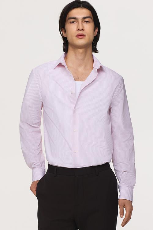 Slim fit easy-iron shirt - light pink/striped