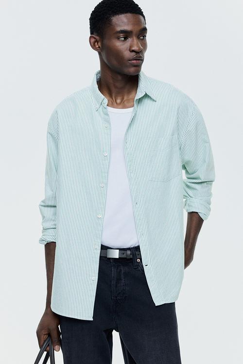 Regular fit oxford shirt - green/striped