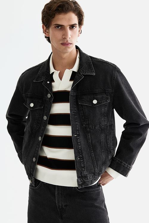Denim trucker jacket - black