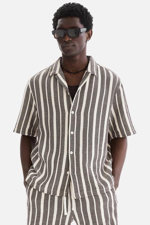 Regular fit shirt - dark brown/striped