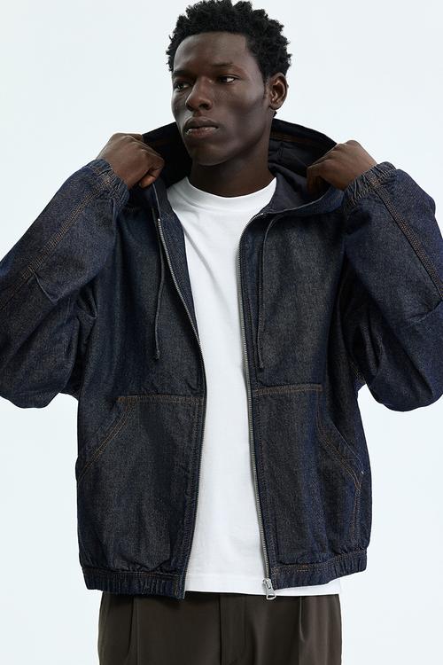 Hooded workwear jacket - dark denim blue