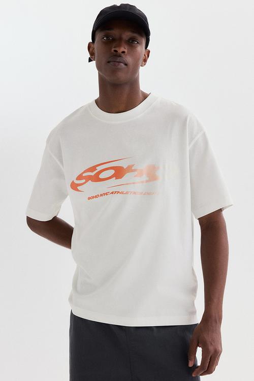 Loose fit printed t-shirt - white/soho