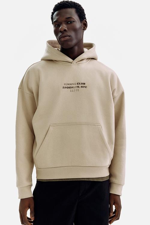 Loose fit hoodie - beige/running club