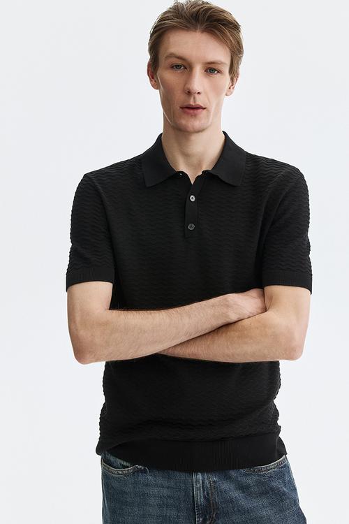 Slim fit polo shirt - black