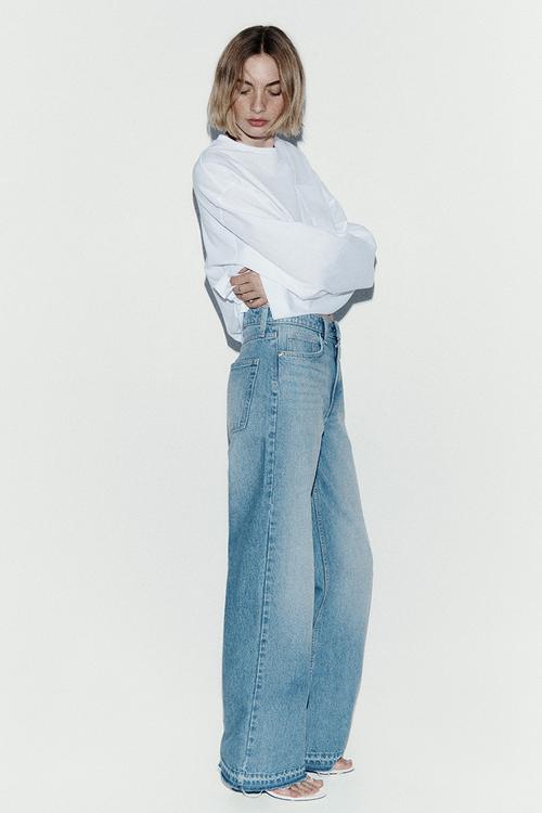 Wide high waist jeans - light denim blue