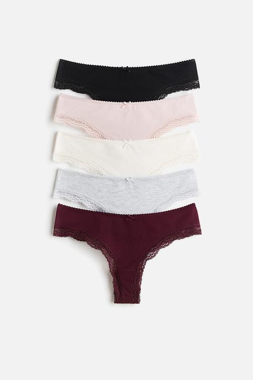 5-pack brazilian briefs - burgundy/black/cream