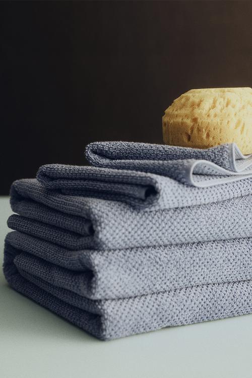 Cotton terry bath sheet - dusty blue