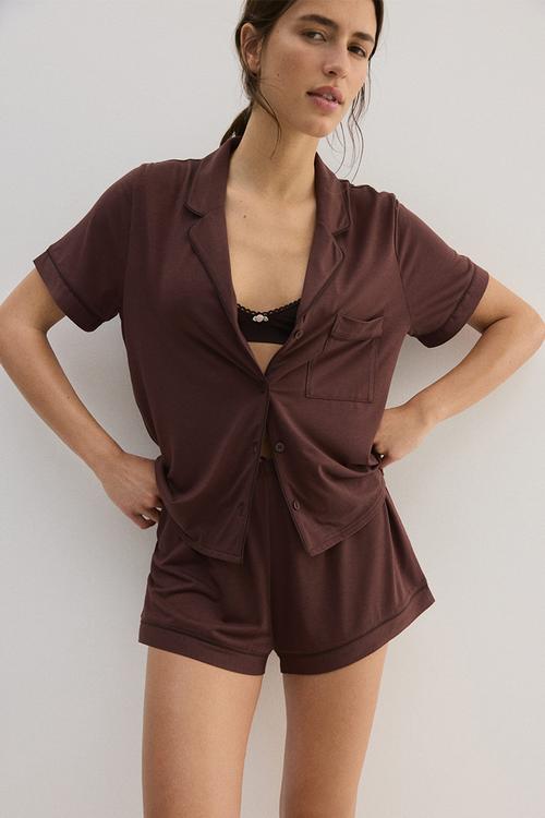 Viscose-blend pyjamas - rust brown