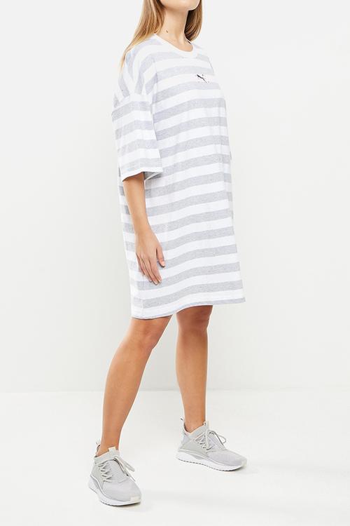 Collection stripe tee dress - pristine heather