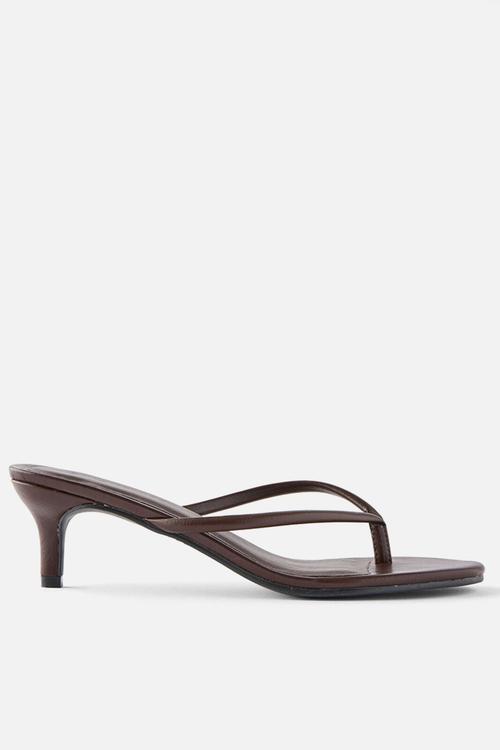 Harlow flip flop kitten heel - choc smooth