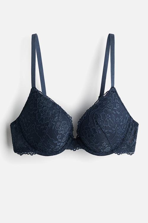 Lace push-up bra - navy blue