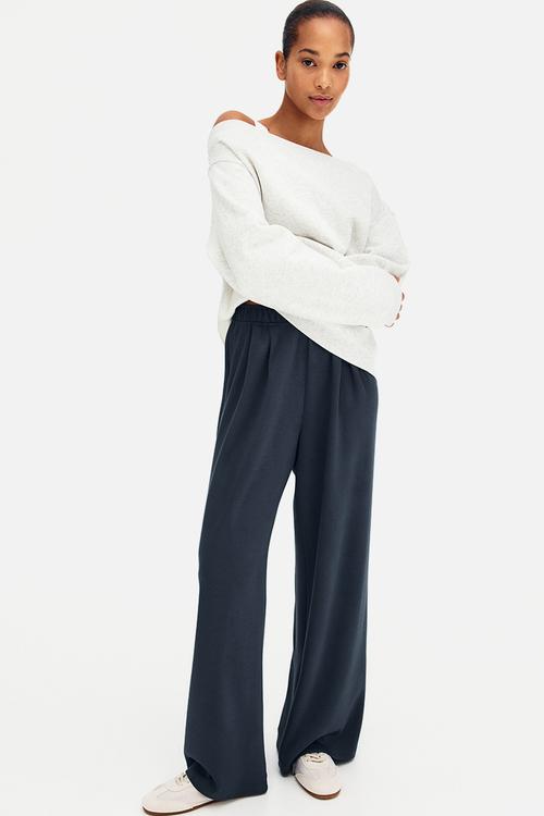 Wide pull-on trousers - dark pigeon blue