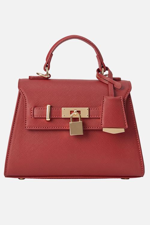 Laura lock top handle bag in rosewood