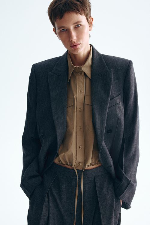 Drawstring shirt - dark beige