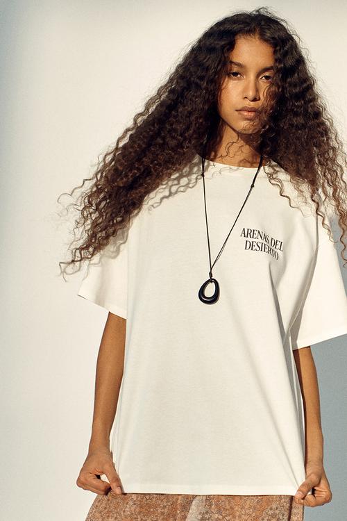 Oversized print-motif t-shirt - white/dunas cantoras