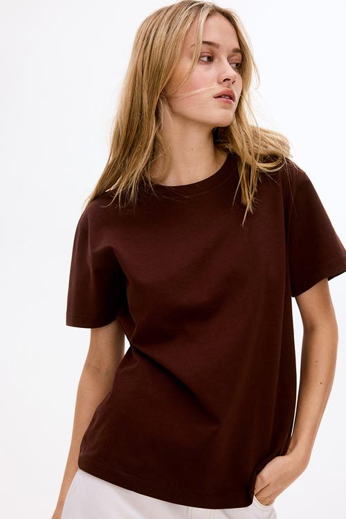 Oversized cotton T-shirt - brown
