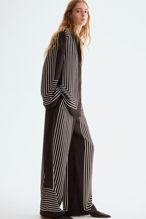 Pull-on trousers - dark brown/striped