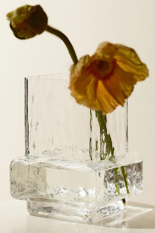 Textured-glass vase - transparent