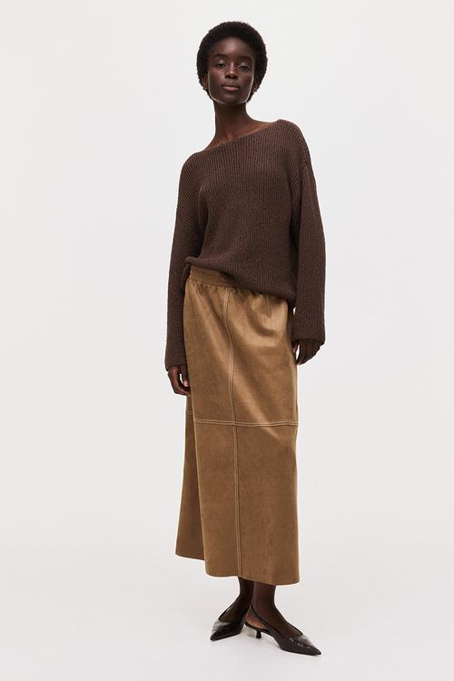 Midi skirt - dark beige