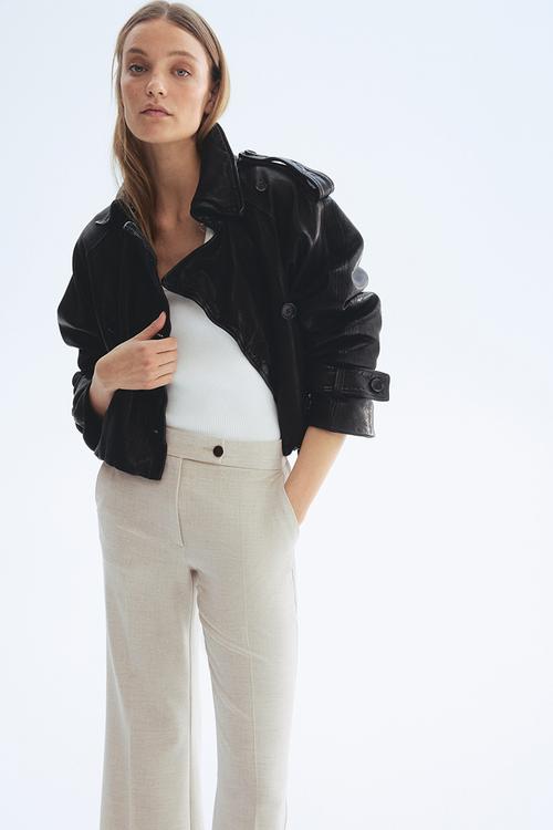 Bootcut ankle-length trousers - light beige