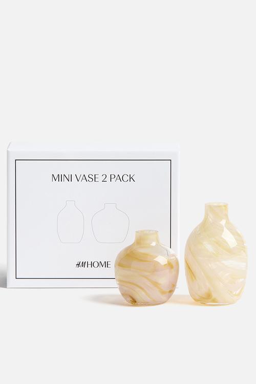 2 Pack mini glass vases - yellow