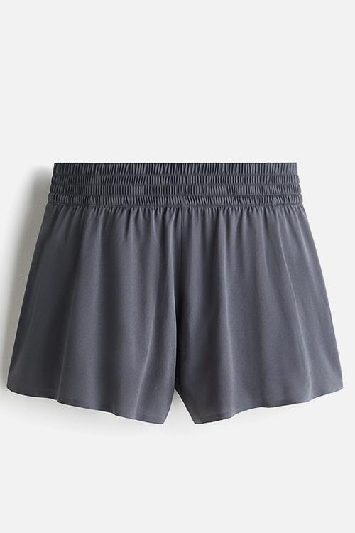 Layered sports shorts with pocket - dark clay grey