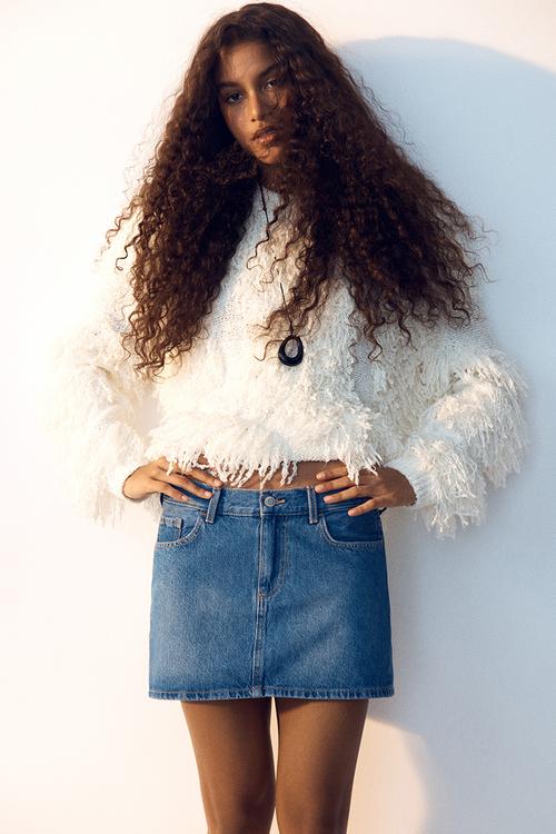 Short denim skirt - denim blue