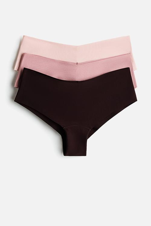 3 Pack invisible microfibre hipster briefs - dark brown/dusty pink