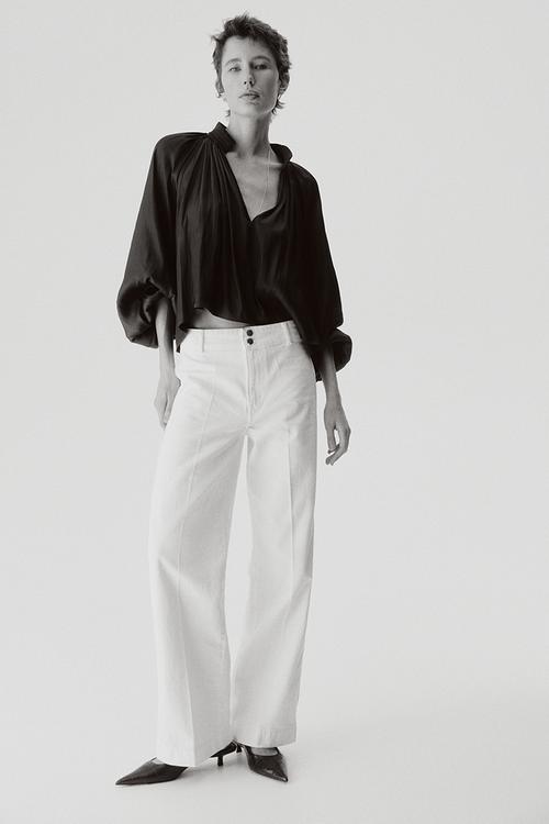 Wide high waist jeans - white