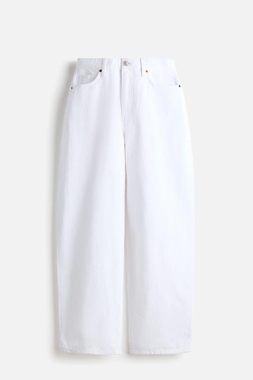 Curvy fit baggy high waist jeans - white