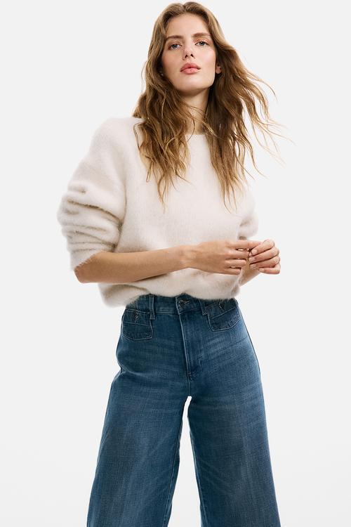 Wide high waist ankle jeans - denim blue