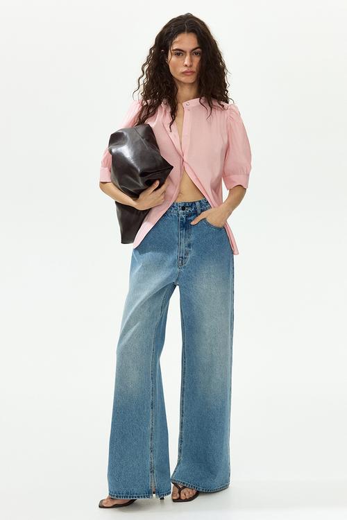 Puff-sleeved blouse - light pink