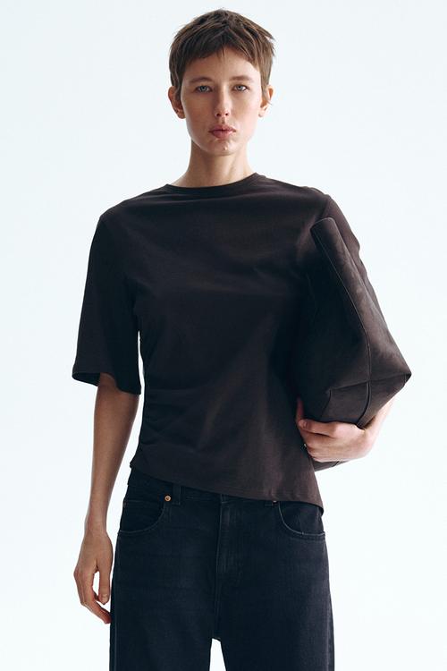 Draped t-shirt - dark brown