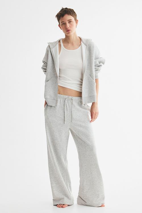 Straight-leg joggers - light grey marl