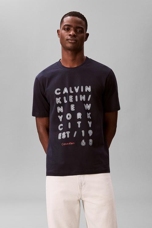 SS 20'S CALVIN KLEIN LIGHTS GRAPHIC TEE - Dark Sapphire