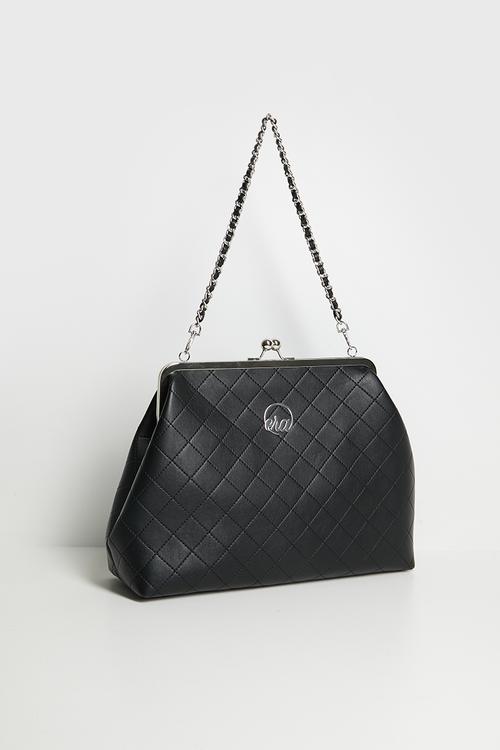 Oversized Kisslock Bag - Black