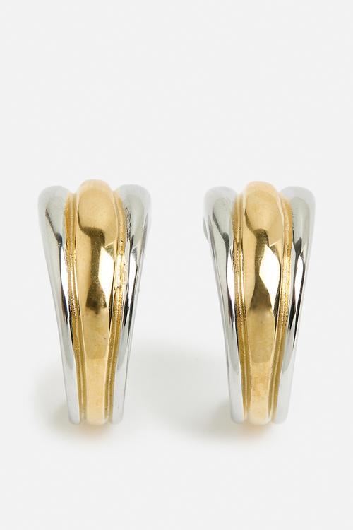 Two-Tone Half Hoop Earrings - Gold