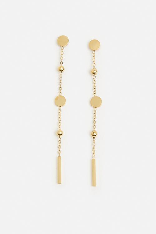 Elegant Ball And Chain Drop-Earrings - Gold