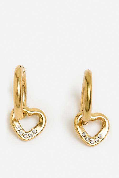 Heart-Dangle Hoop Earrings - Gold