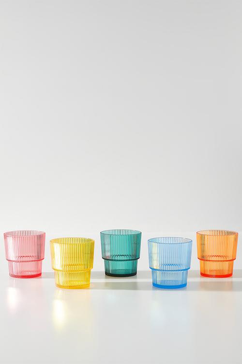 Embossed stackable cups set of 5 - Multi